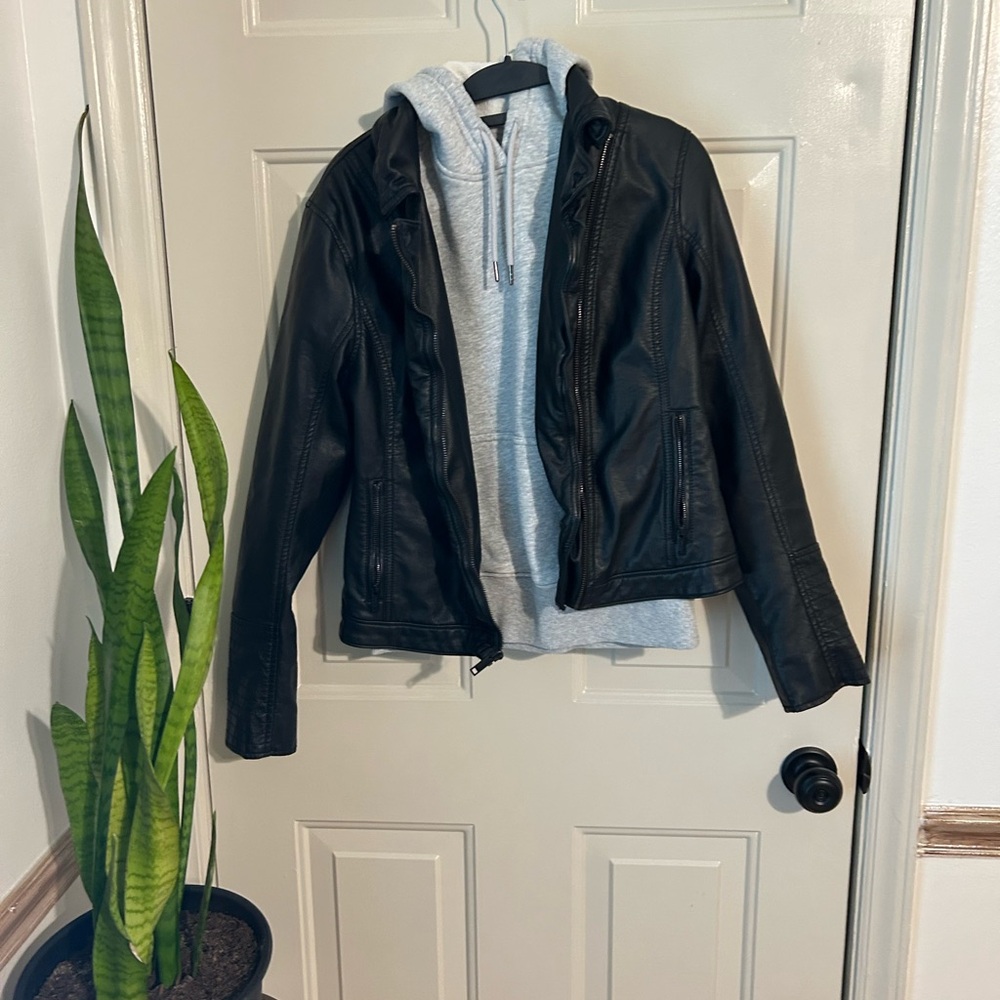 Hollister black leather Jacket size Medium